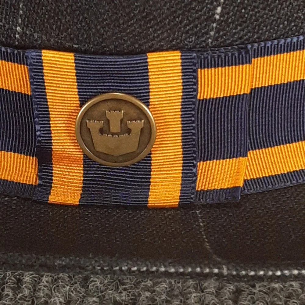 Goorin Bros Fedora Hat Black Gray Pin Striped Yellow Blue Band Mens Size XL USA